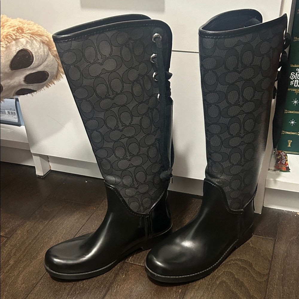 Coach Black Monogram rain Boots